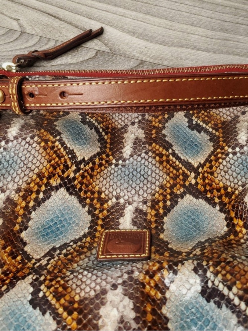 Dooney & Bourke Brown Multi Python-Print Leather Shoulder Bag - Picture 6 of 16